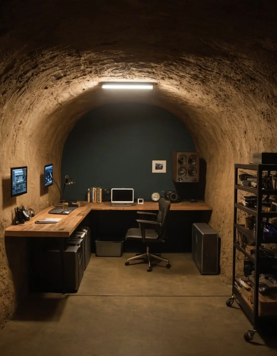 Underground workspace designed for deep focus and minimal distractions