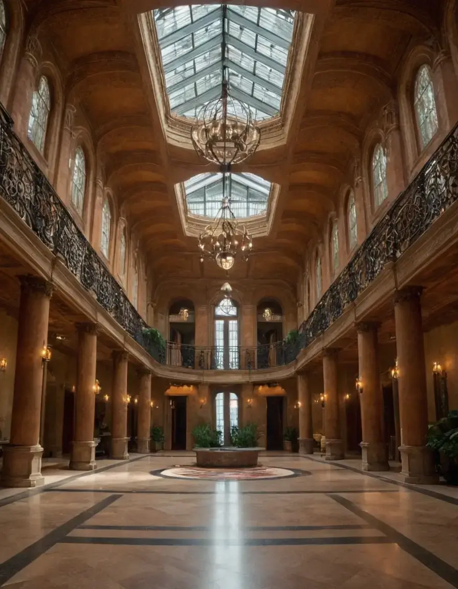 Atrium-style workspace with artisan architecture and communal areas
